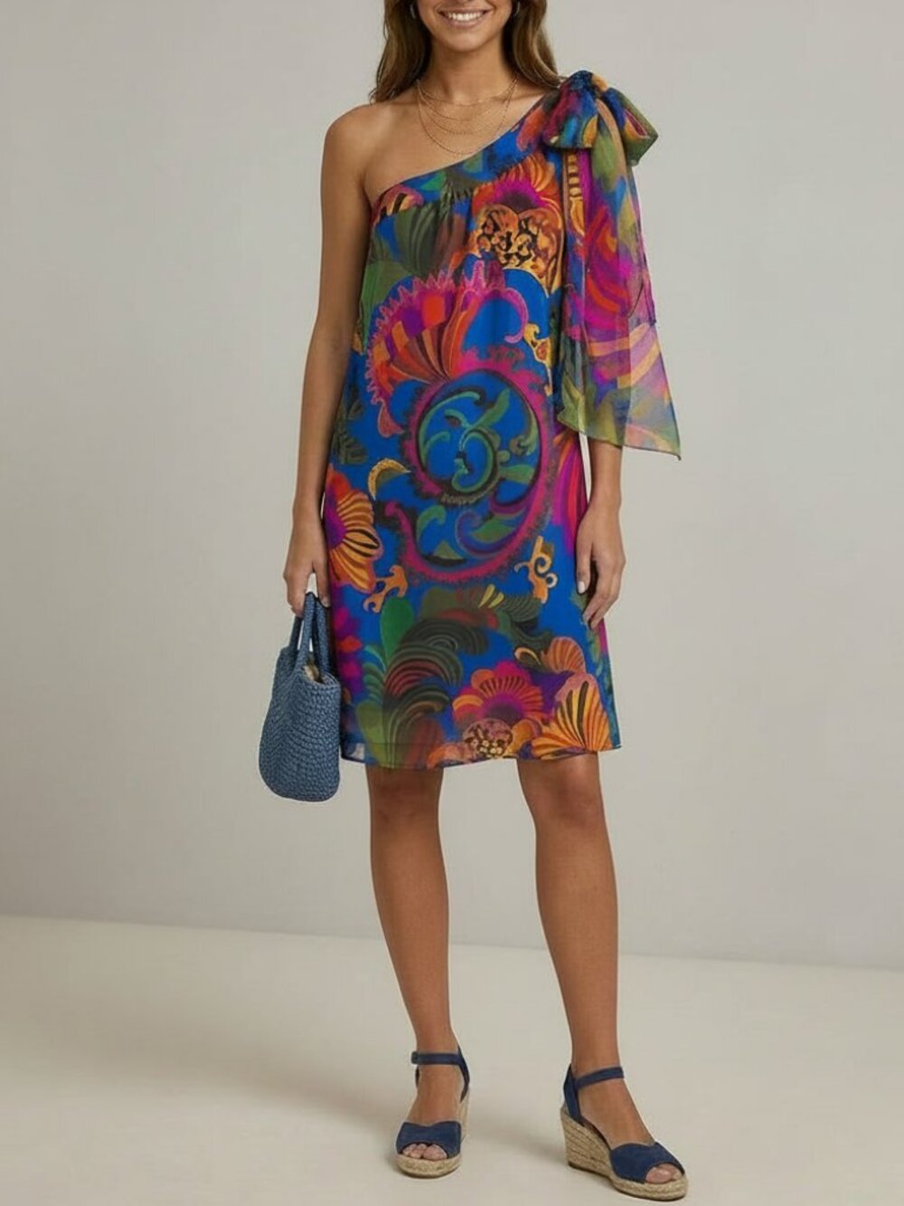 Banana Republic X Tina Turk 100% Silk One-Shoulder Dress Size 2